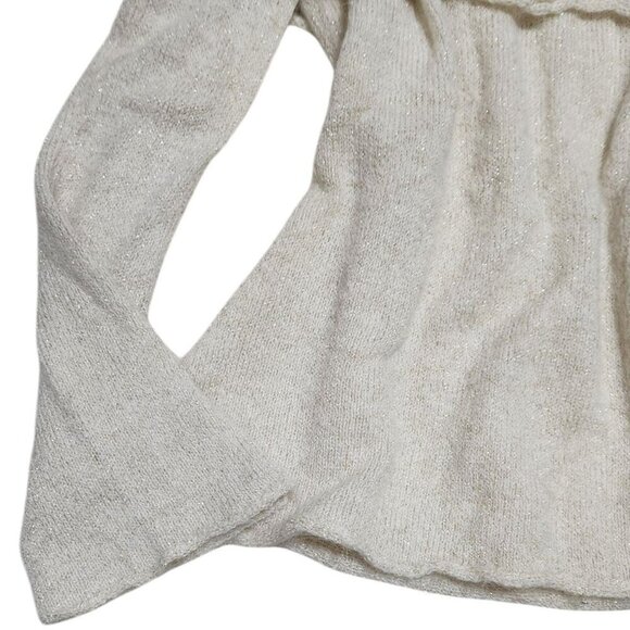 Sparkly cream colored off the shoulder top with flared sleeves - Picture 6 of 8